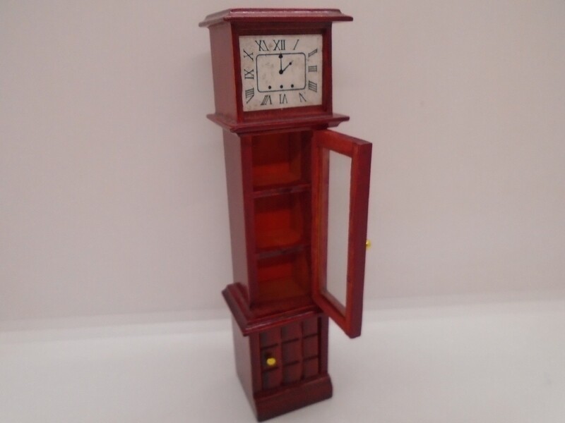 GRANDFATHER CLOCK DISPLAY  WITH SHELVES