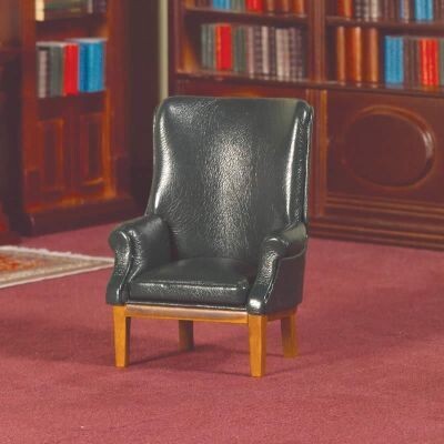 GREEN LEATHER STYLE FIRESIDE/PORTERS CHAIR