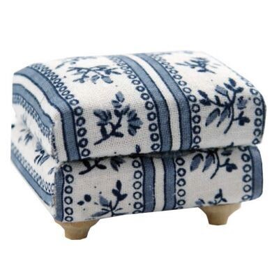 FOOT STOOL IN FLORAL BLUE