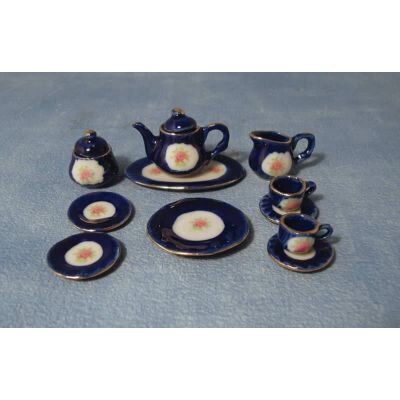 BLUE ROSE TEA SET AND TRAY