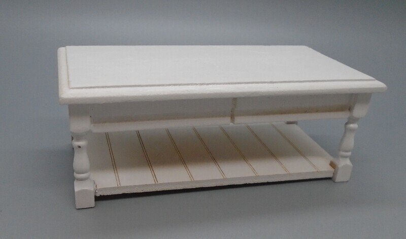 PAINTED WHITE COFFEE TABLE WITH SHELF