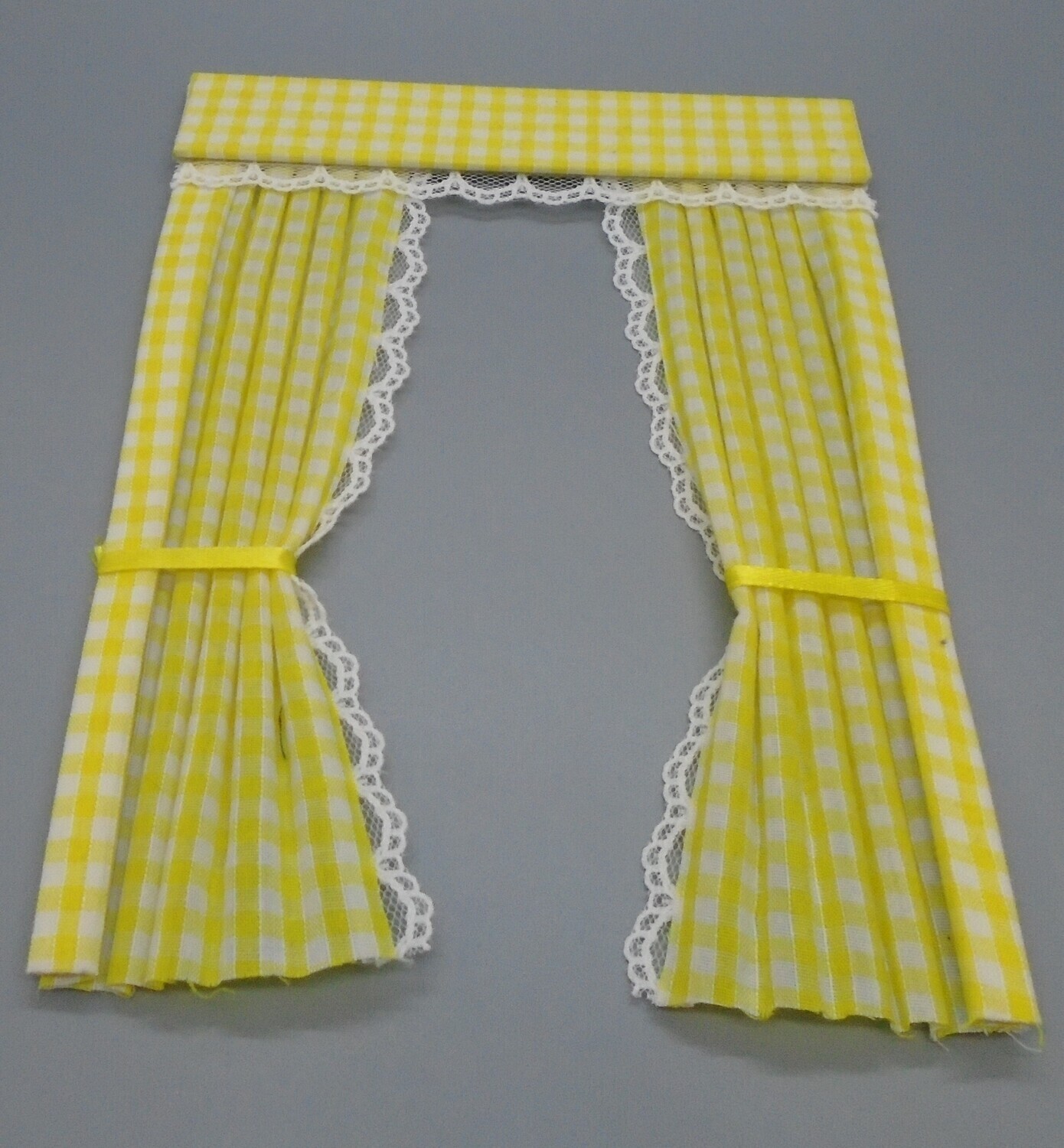 LEMON CHECK CURTAINS WITH PELMET