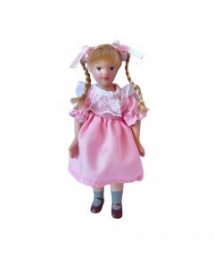 GIRL IN PINK DRESS AND PLAITS