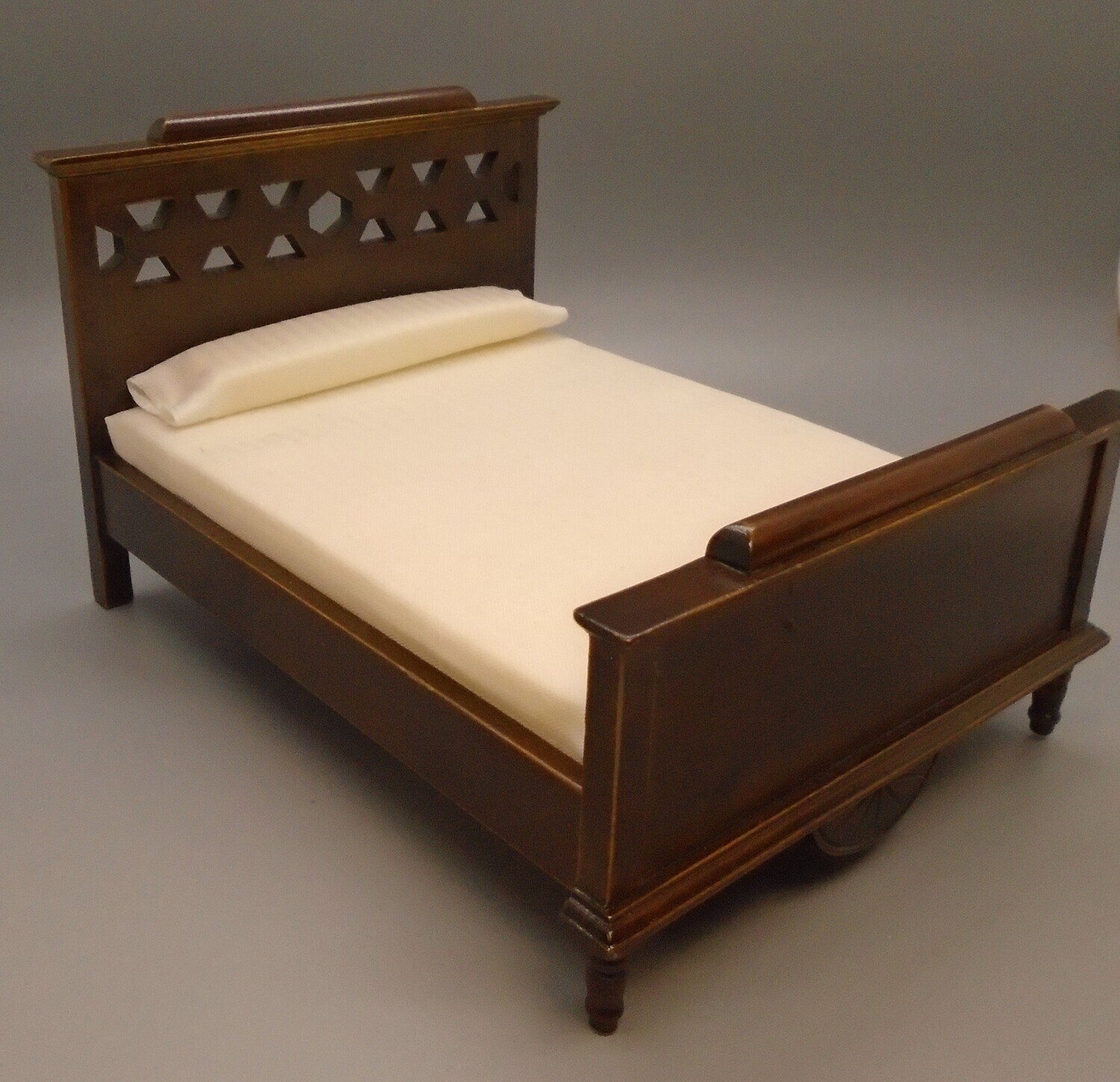 DARKWOOD DOUBLE BED WITH LATTICE STYLE HEADBOARD