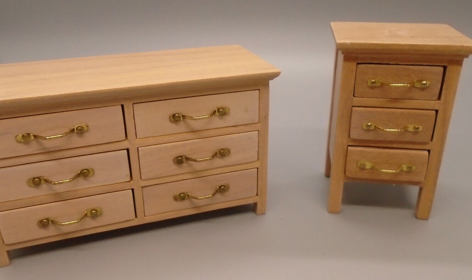 DOUBLE WOOD CHEST OF DRAWERS AND TALL BEDSIDE CUPBOARD
