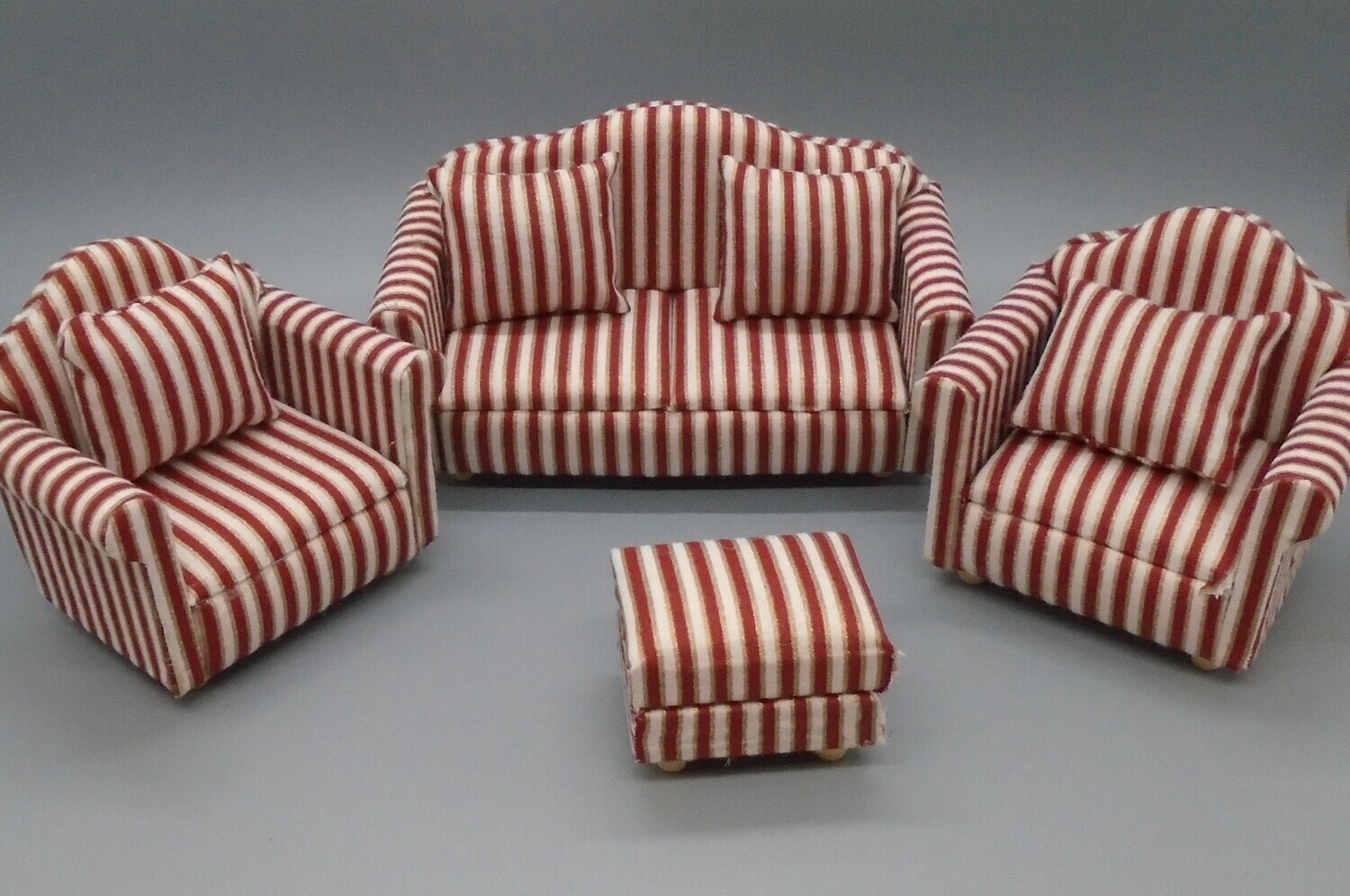RED, WHITE AND GOLD SOFA SET
