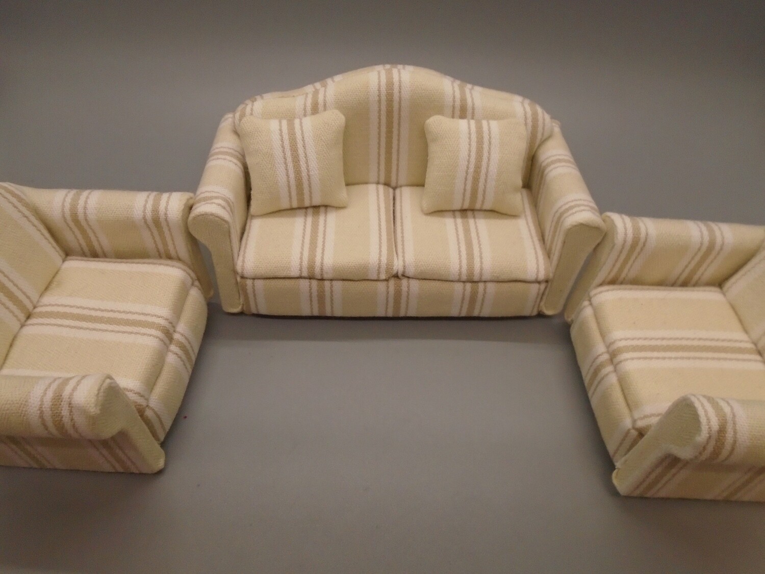CREAM AND BEIGE STRIPE SOFA SET