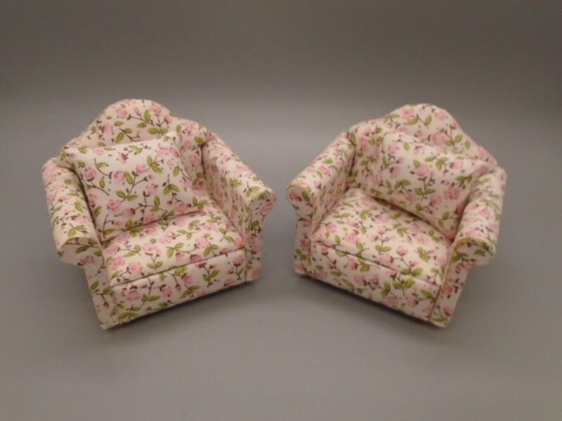 PAIR OF FLORAL CHAIRS WITH MATCHING CUSHIONS