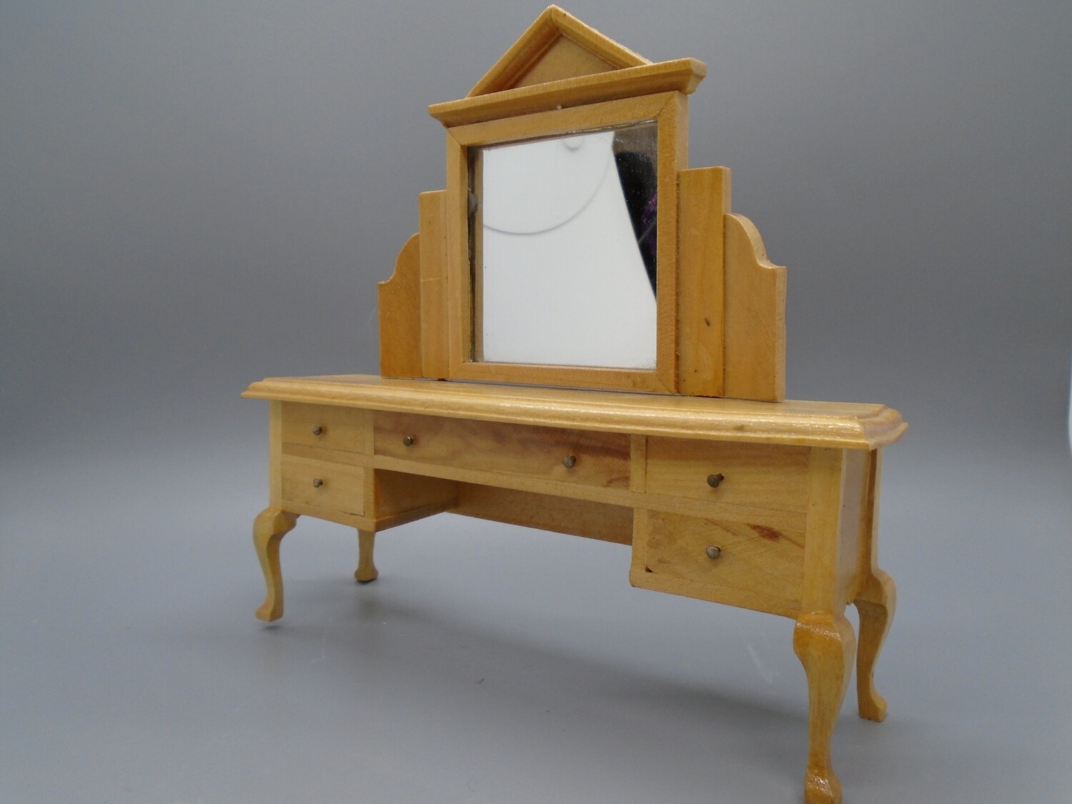 LONG LIGHTWOOD DRESSING TABLE WITH MIRROR