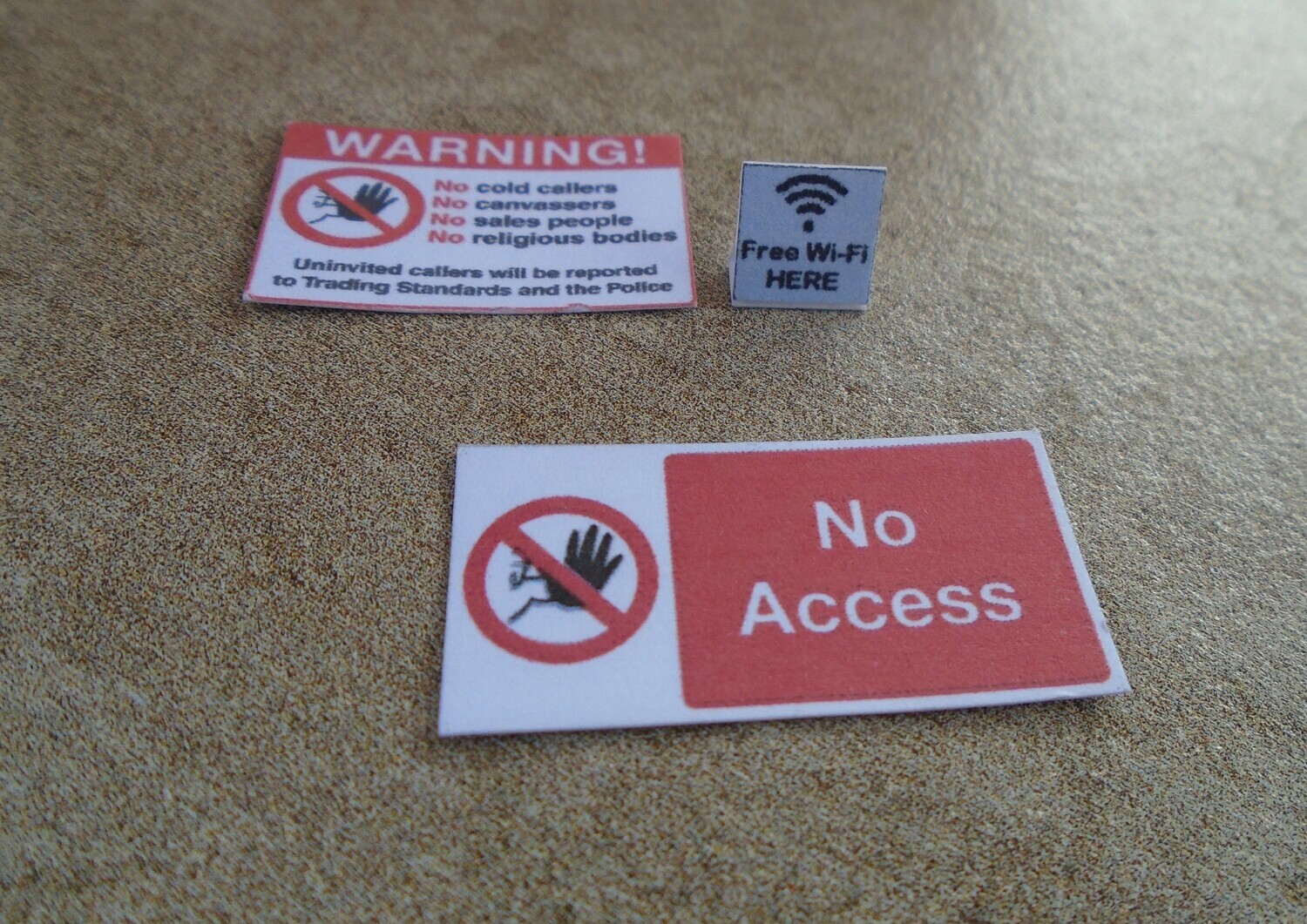 3 SIGNS, NO ACCESS, WIFI, WARNING