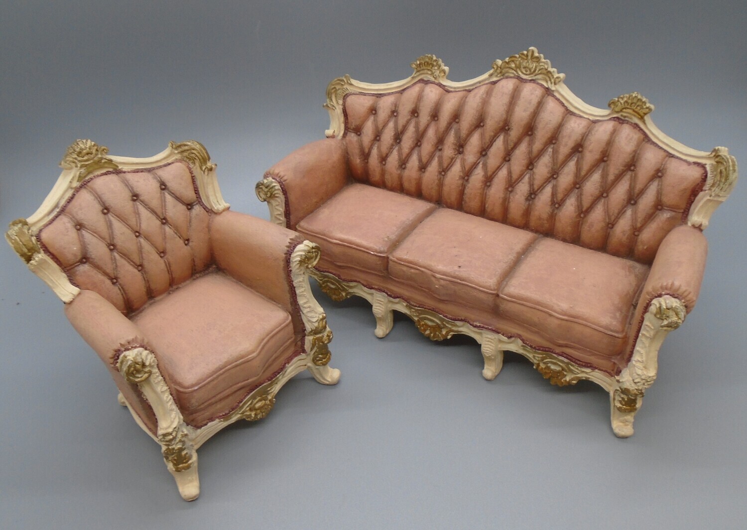 LIGHT PINK RESIN 2PC SOFA SET