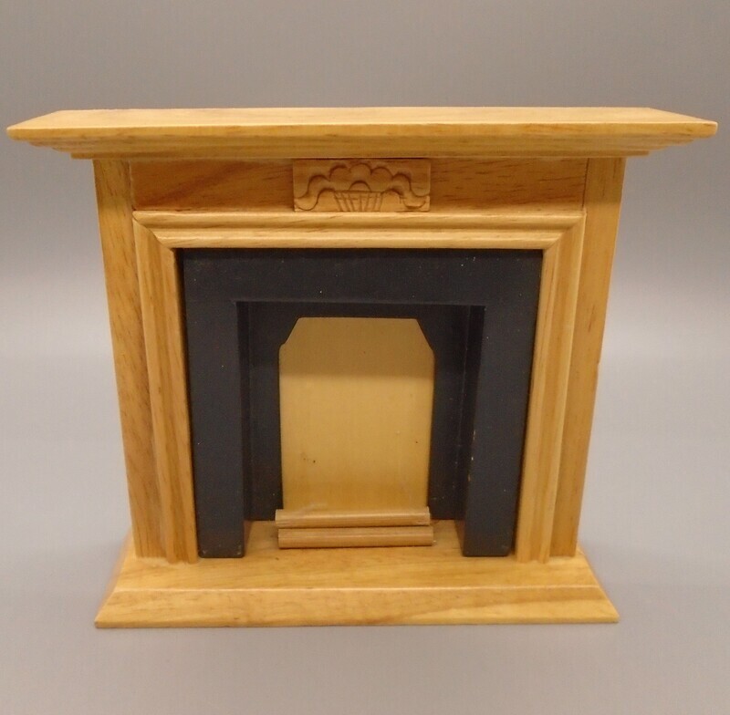 PINE FIRE PLACE WITH BLACK SURROUND