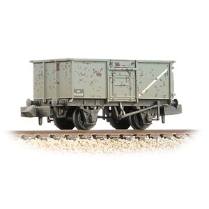 Graham Farish 377-227F BR 16T Steel Mineral Wagon with Top Flap Doors BR Grey [Weathered]