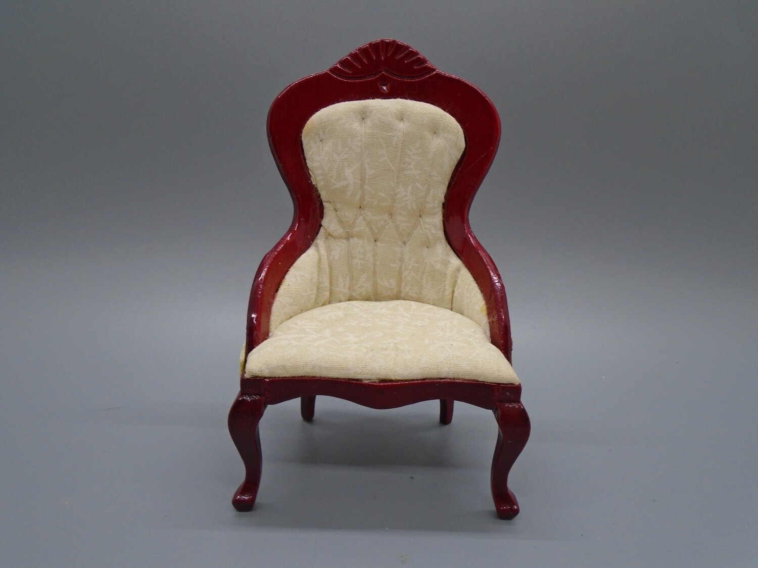 MAHOGANY AND CREAM PARLOUR CHAIR