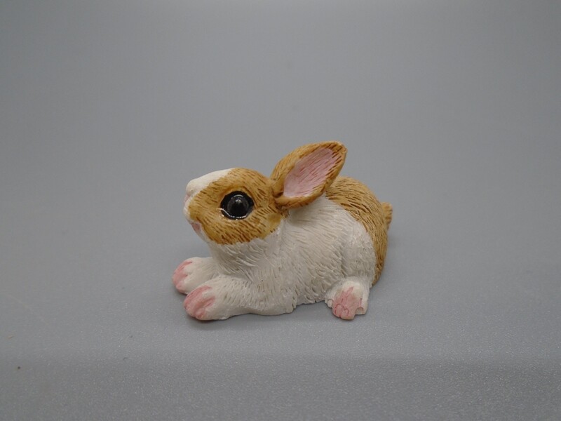 BROWN AND WHITE RABBIT LYING
