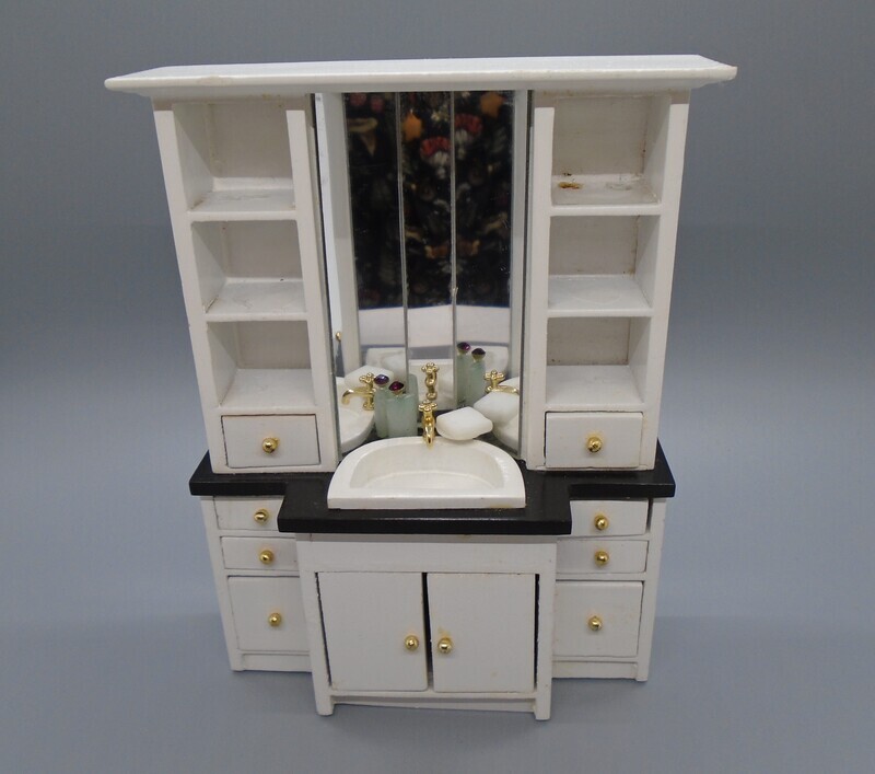 WHITE AND BLACK CUSTOM BATHROOM UNIT