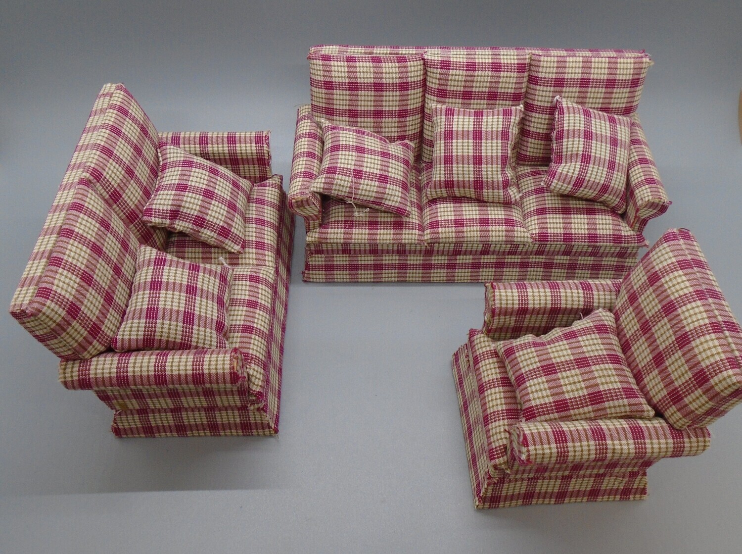 RED CHECK SOFA SET 3PC