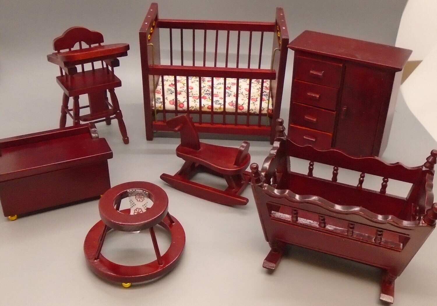 7 PC NURSERY SET IN MAHOGANY
