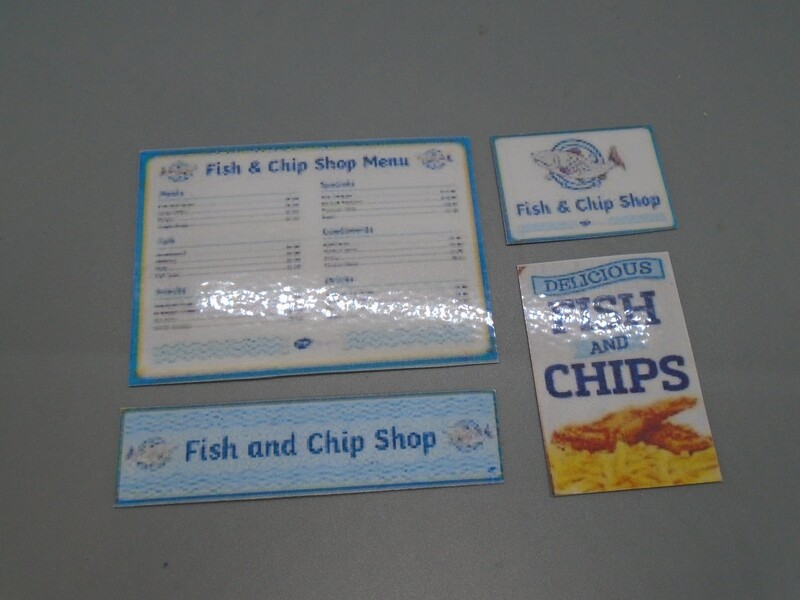FISH AND CHIP SHOP SIGNS 4PC