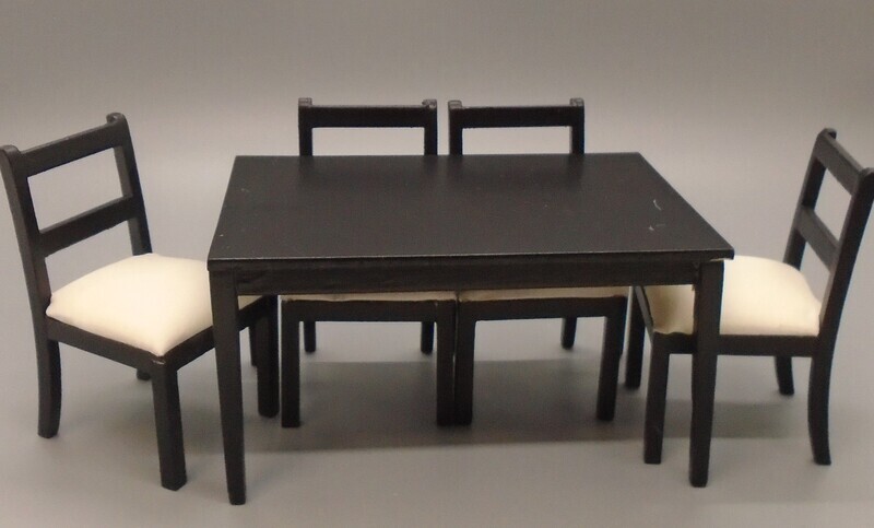 MODERN BLACK TABLE AND 4 CHAIRS