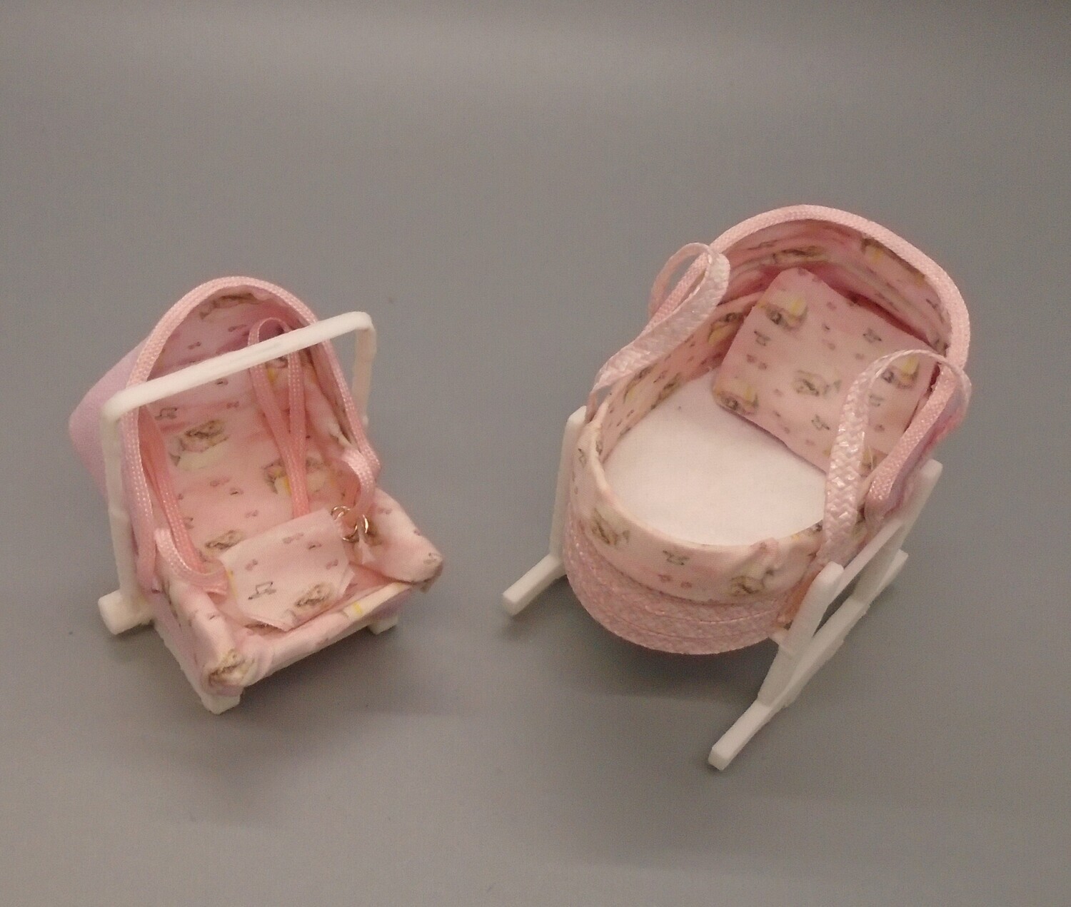 MATCHING CAR SEAT AND CRIB ON STAND