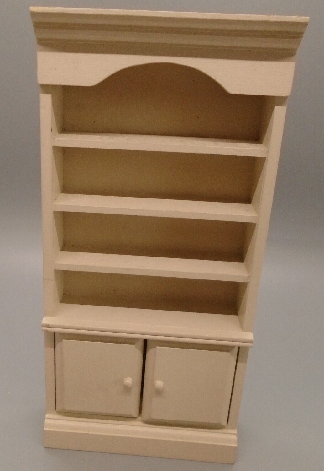PAINTED SHELVING WITH CUPBOARD UNDERNEATH