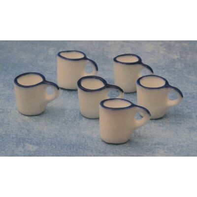 PLAIN WHITE MUG WITH BLUE RIM