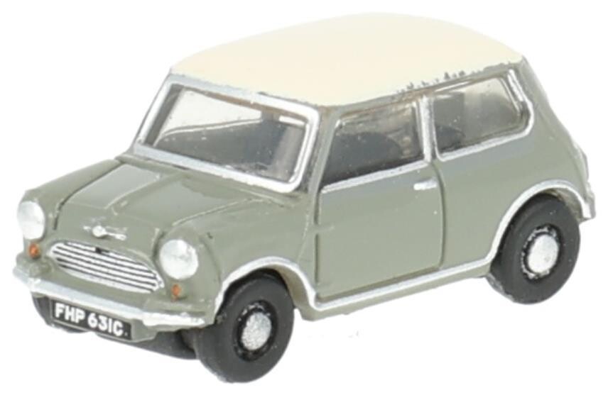 Oxford Diecast NMN009 Tweed Grey-Old English White Classic Mini