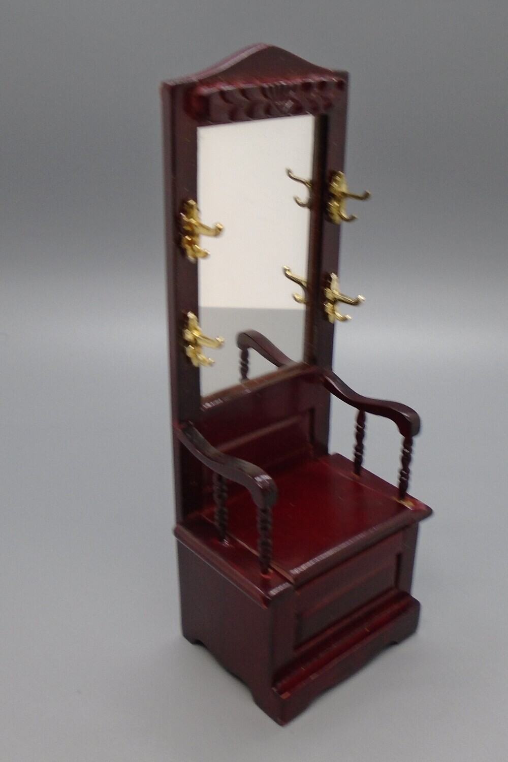 HALLWAY CHAIR WITH HOOKS, LIFT UP LID AND MIRROR
