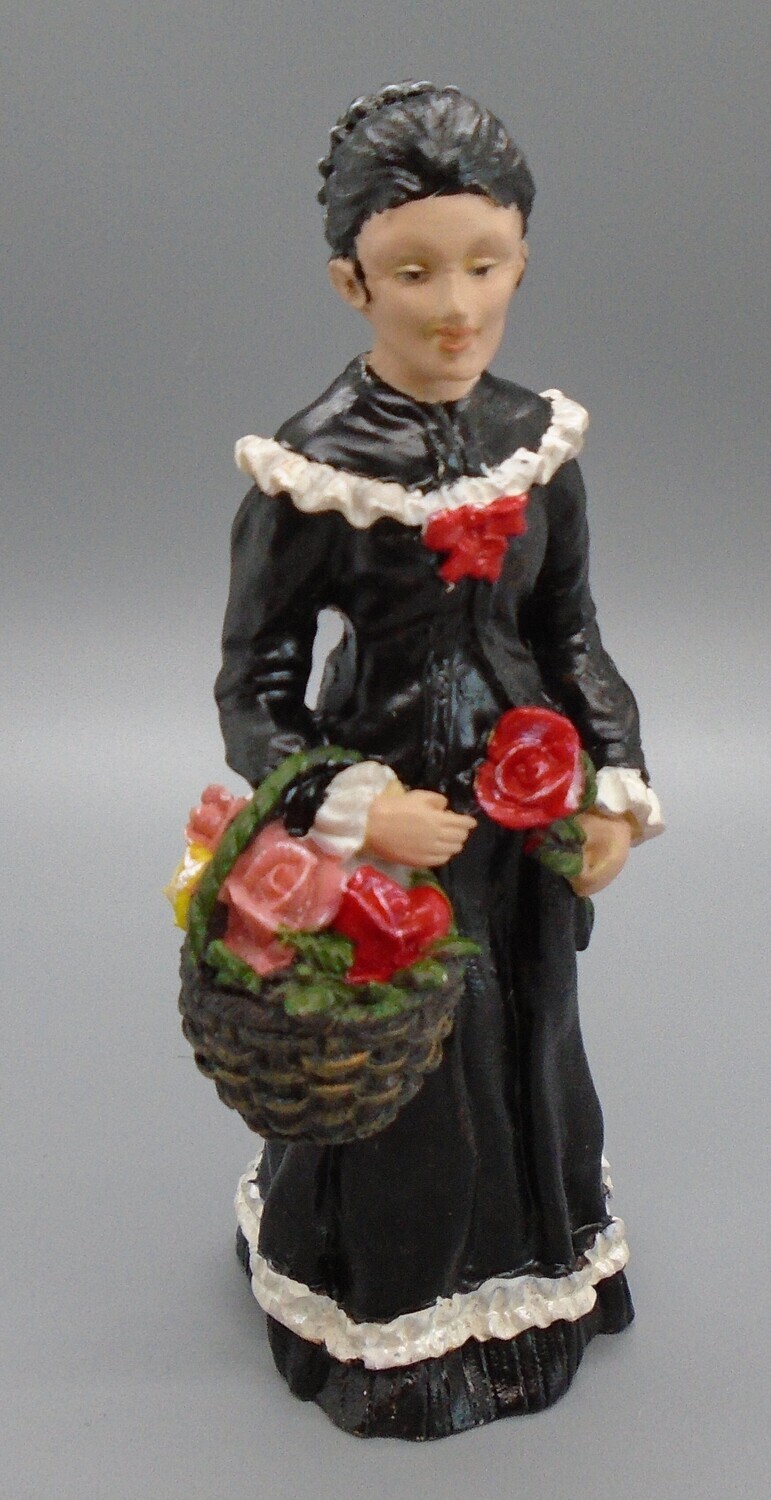 CUSTOM PAINTED LADY IN BLACK WITH BASKET