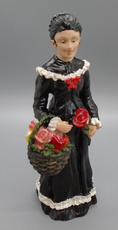 CUSTOM PAINTED LADY IN BLACK WITH BASKET