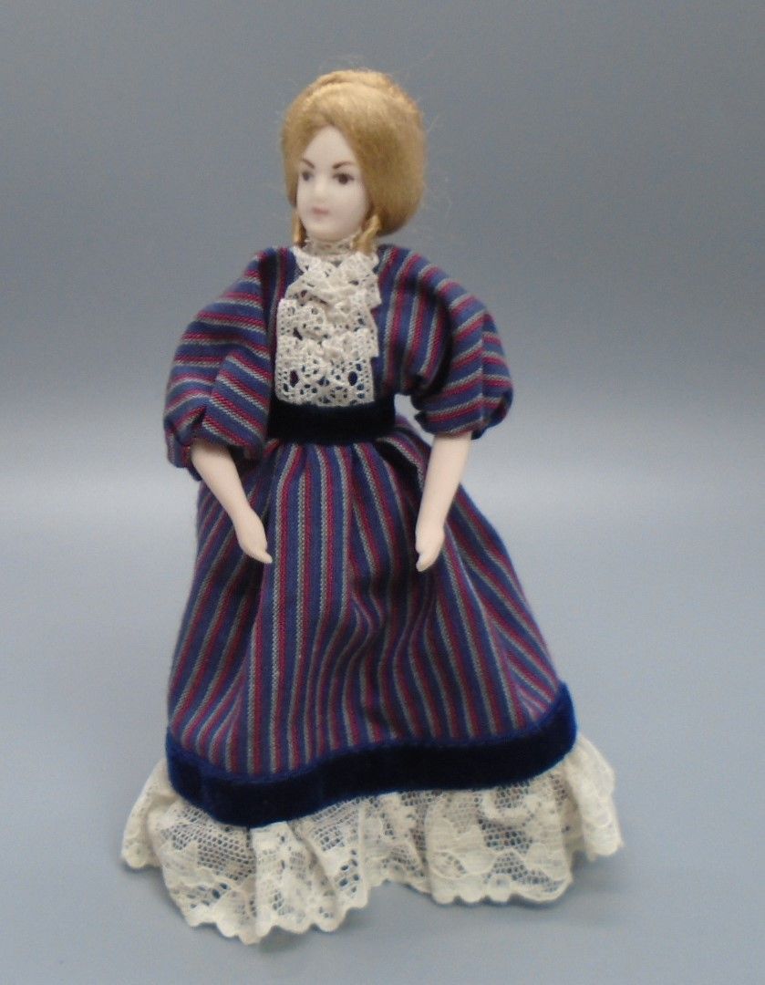 GERTRUDE IN STRIPE DRESS WITH REAL HAIR
