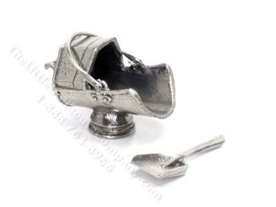 Vintage Coal Scuttle & Shovel in Pewter by Warwick Miniatures