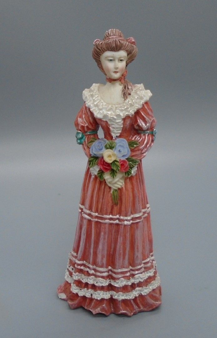 LADY IN RED WITH FLOWERS