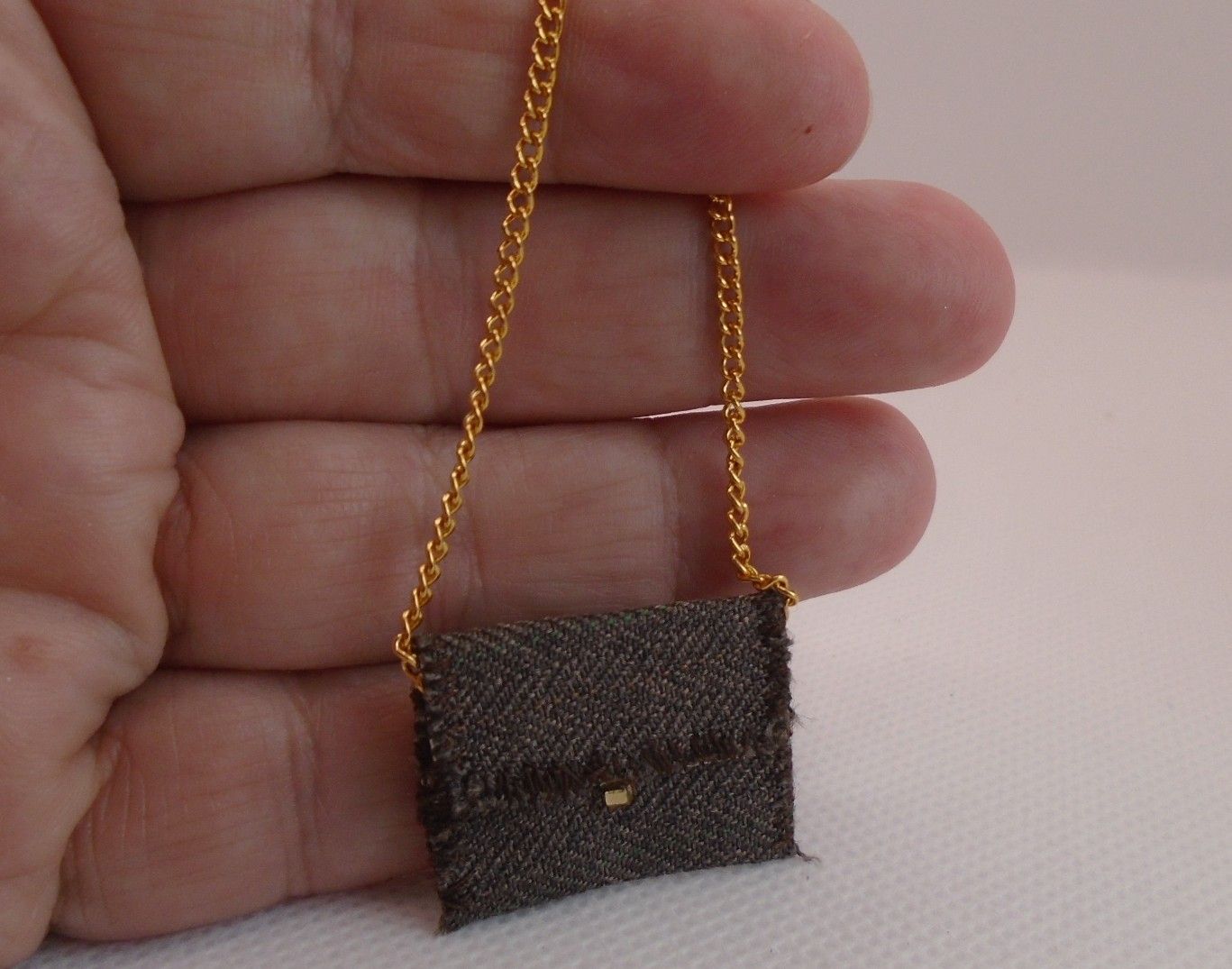 BROWN FABRIC HANDBAG