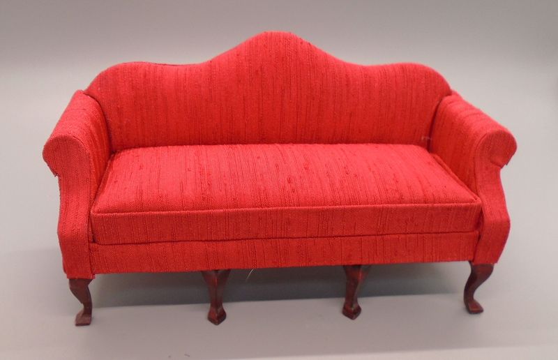 RED LOW BACK SOFA SLIGHT SECONDS