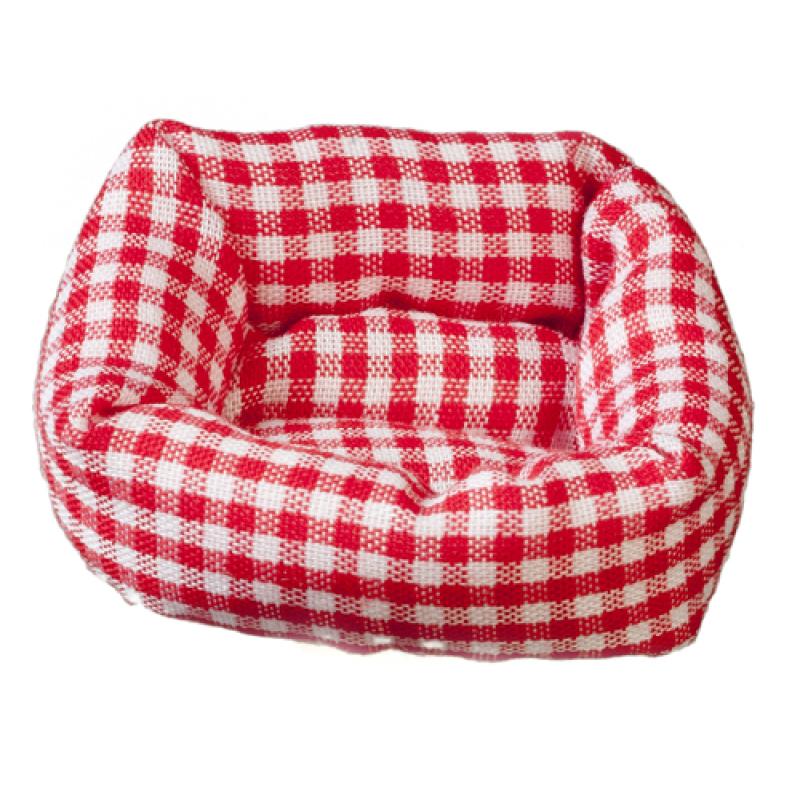 Dolls House Check Dog Cat Bed Red Gingham Fabric