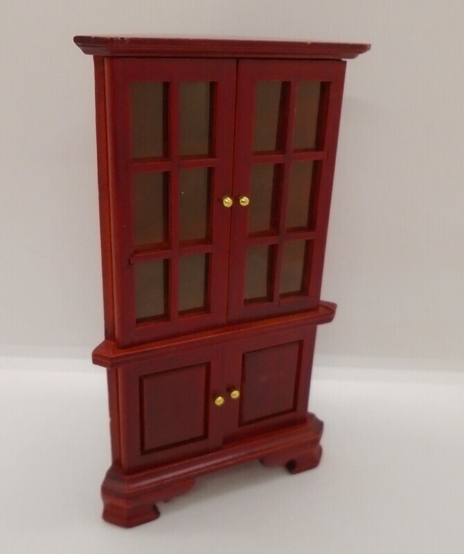 CORNER DISPLAY UNIT IN MAHOGANY