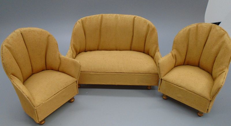 SOFA SET IN MUSTARD AND GOLD