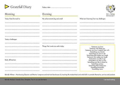 Grateful Diary Worksheet A4