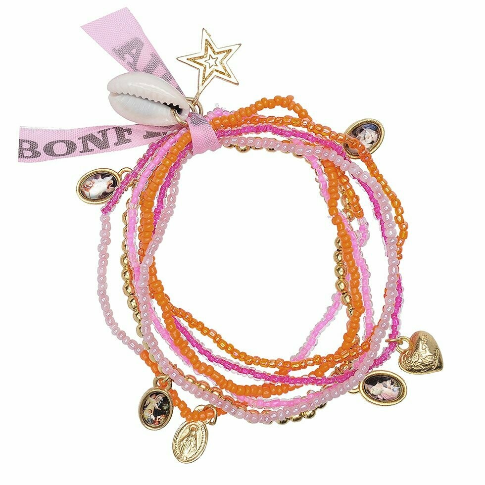 Make A Wish-Armbandset Rosa-Gold