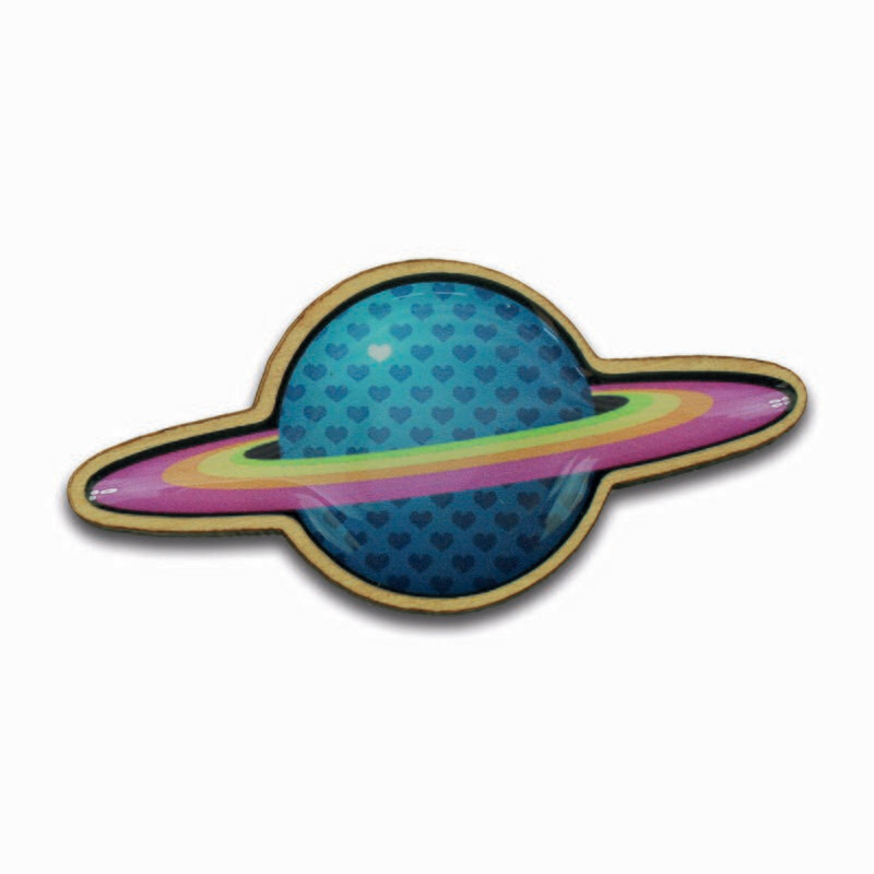 Woodpin Brosche Saturn