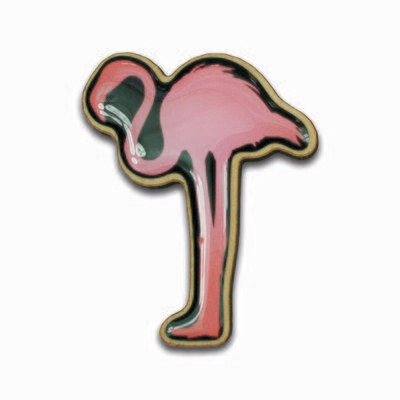 Woodpin Brosche Flamingo rosa