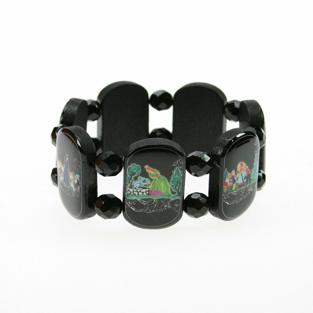 Großes Holzarmband Schwarz "Märchen"