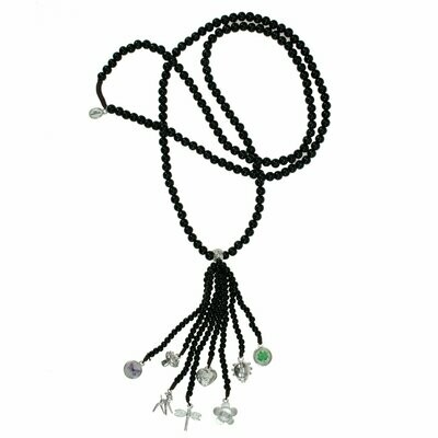 Wiesen Glücksbringer- Holzquastenkette Schwarz Silber Wiesen Glücksbringer- Holzquastenkette Schwarz Silber