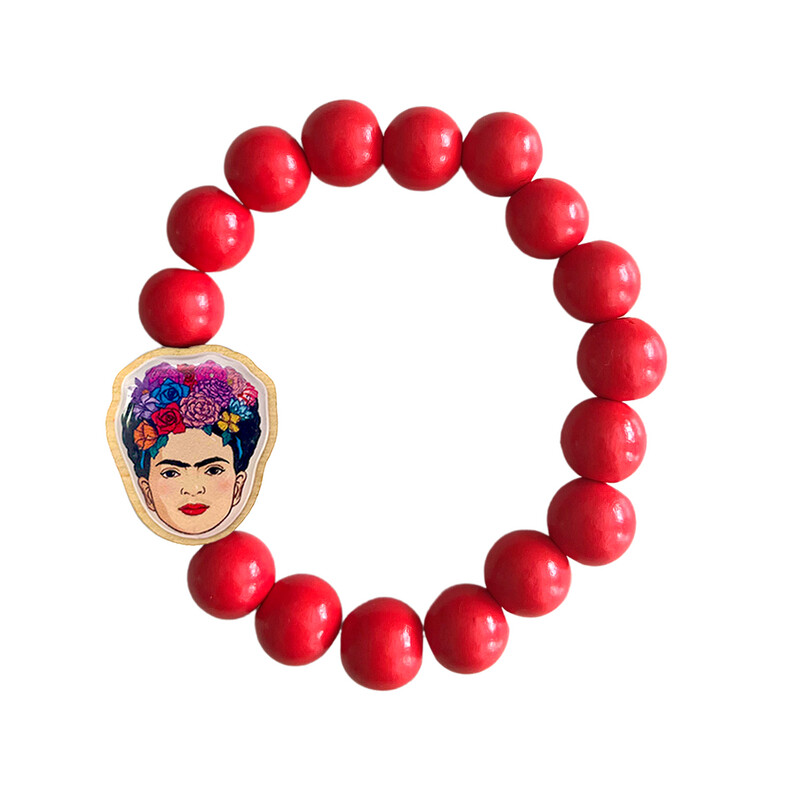 Holzarmband Frida Kahlo Koralle Holzarmband Frida Kahlo Koralle