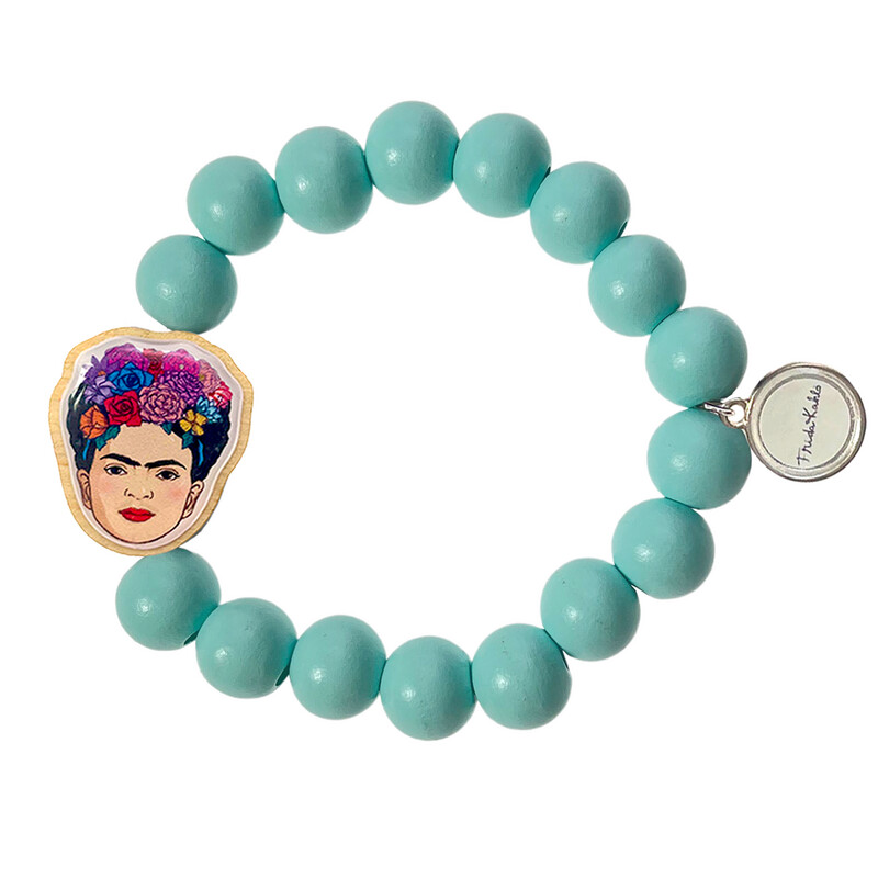 Holzarmband Frida Kahlo Hellblau Holzarmband Frida Kahlo Hellblau