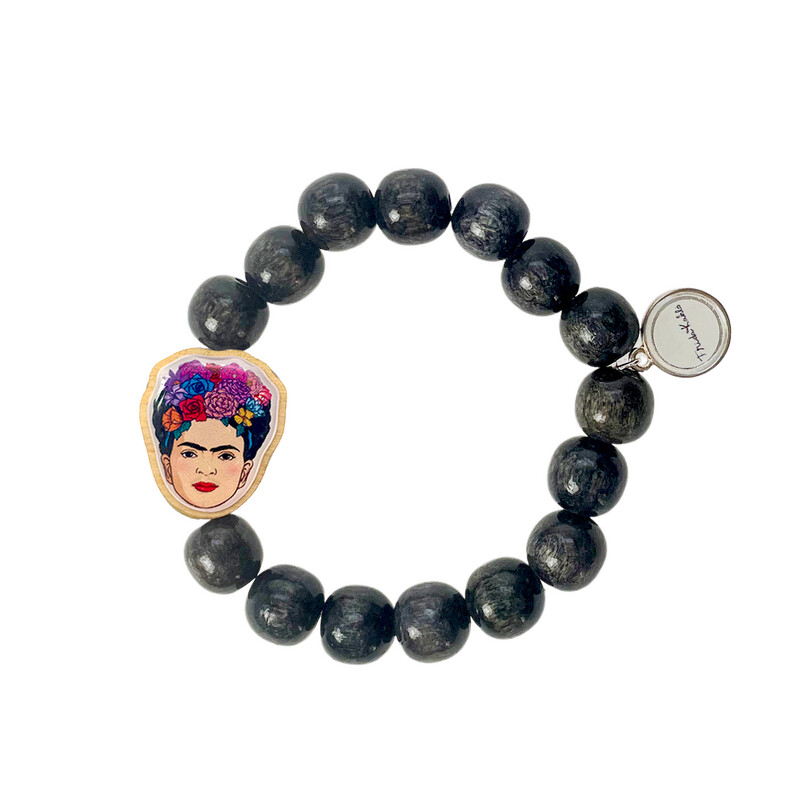 Holzarmband Frida Kahlo Anthrazit Holzarmband Frida Kahlo Anthrazit