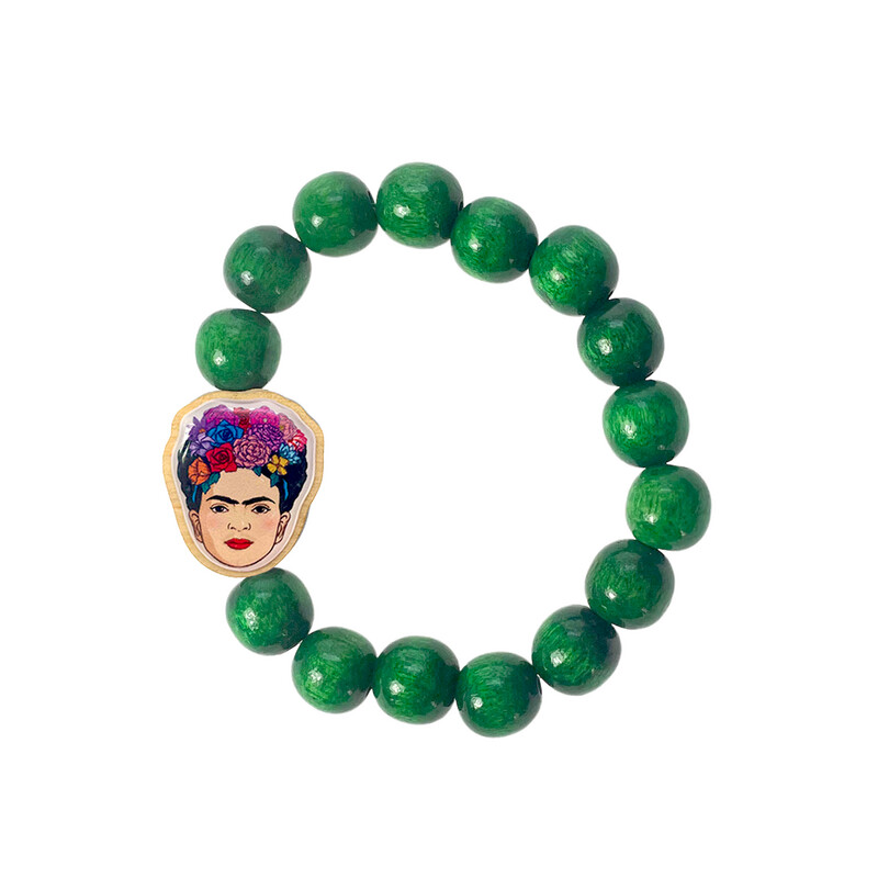 Holzarmband Frida Kahlo Grün Holzarmband Frida Kahlo Grün