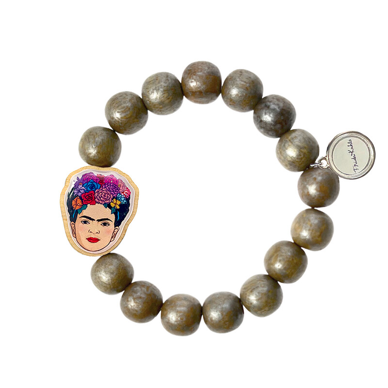 Holzarmband Frida Kahlo Braun Metallic Holzarmband Frida Kahlo Braun Metallic
